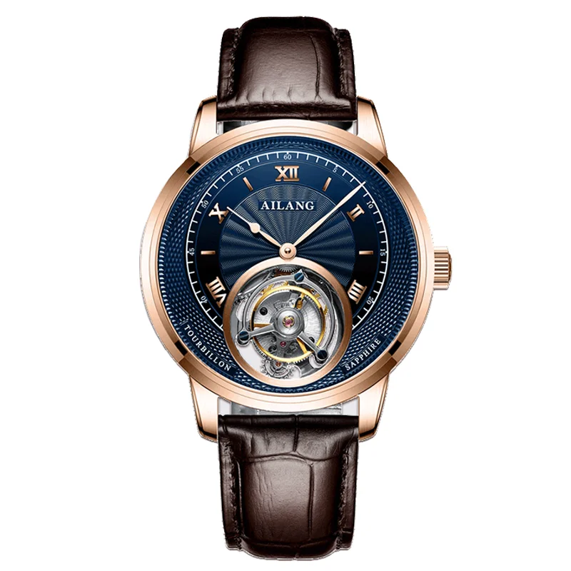 AILANG Tourbillon Series Center Skeleton Flywheel Personalized Design Unique Watch Face Design Men's Automatic Mechanical Watch