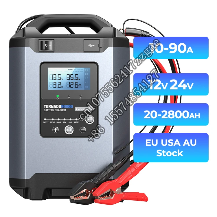 

TOPDON Tornado90000 Support Multi-battery Intelligent Portable Lead Acid Smart 12V 24V Volt Auto Battery Charger For Car Battery