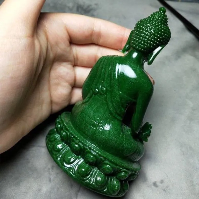 Amulet Synthetic Jade Buddha Sculpture Green Shakyamuni Buddha Statue Home Decor