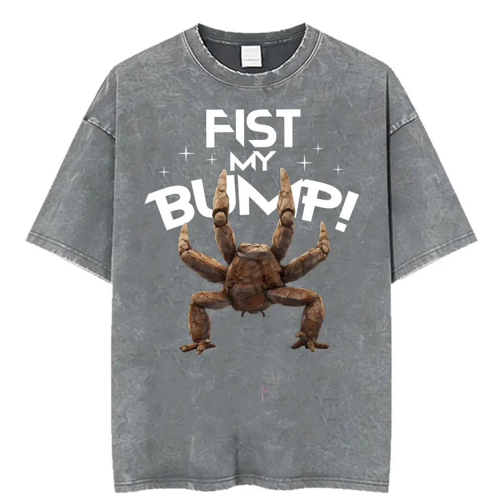 Fist My Bump Rocky Project Hail Mary T-shirts Men Women Retro Fashion T-shirt Vintage Washed Oversized Casual T Shirt Streetwear