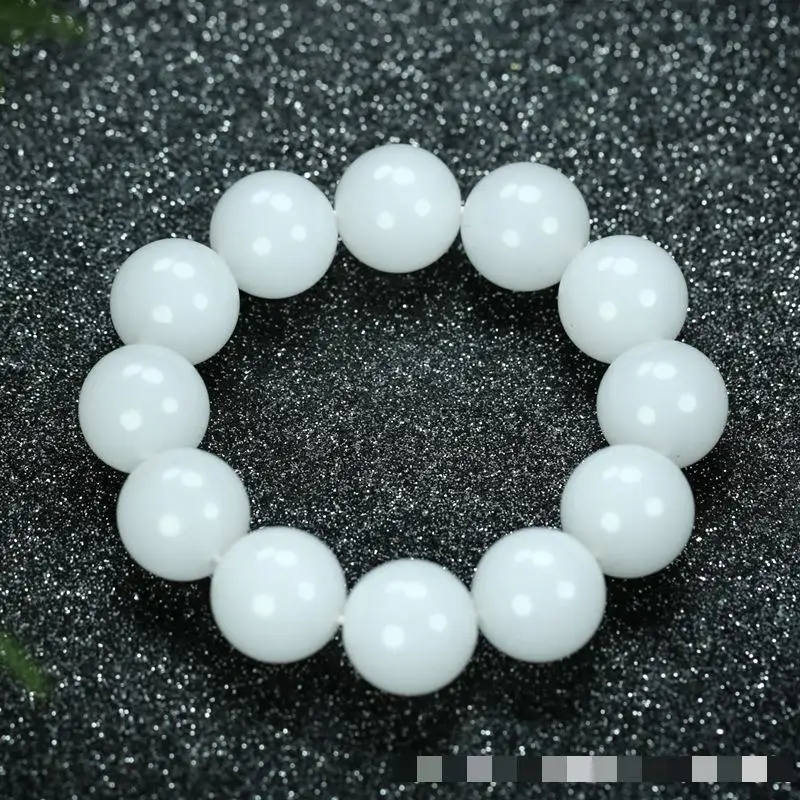 20mm Certified White Jade Bracelet Bangle Men Women Healing Jewelry Genuine Chinese Nephrite Hetian Jades Stone Elastic Bracelet