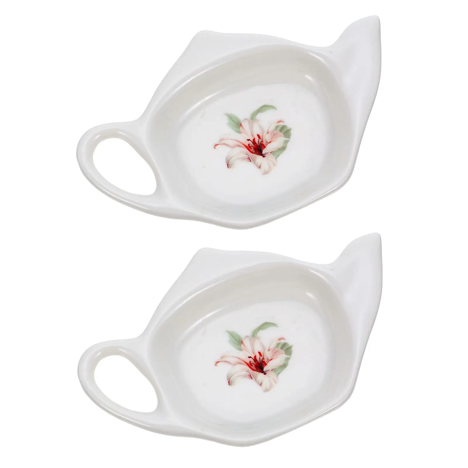 2 Pcs Tea Bag Saucer Trays Delicate Coasters Storage Box Loose Holder Ceramics Holders Travel Teabag Plates - Image 4