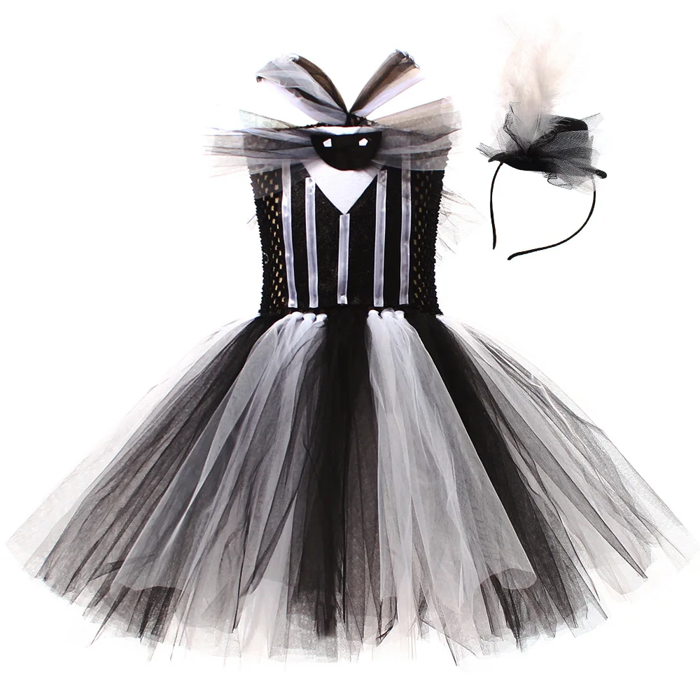 Girls Jack Skellington Halloween Cosplay Costumes Girl Nightmare Before Christmas Clothing Kid Cosplay Carnival Party Tutu Dress