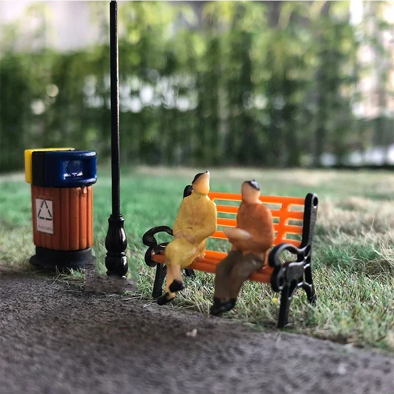 10 sztuk/partia HO N O skala ABS plastikowe DIY Model krzesło siedzisko parkowe do ogrodu kolei kolej kolej układ pociągu zabawka