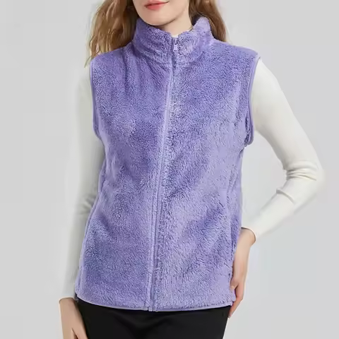 Autumn Winter Women Vest New Coral Fleece Warm Outerwear Women Tank Top Double Sided Velvet Waistcoat Female Sleeveless Jacket