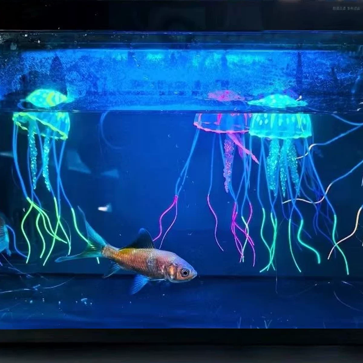 3Pcs Simulation Glowing Jellyfish Decorations Artificial Silicone Jellyfish Ornament For Aquarium Fish Tank Landscape Decoration