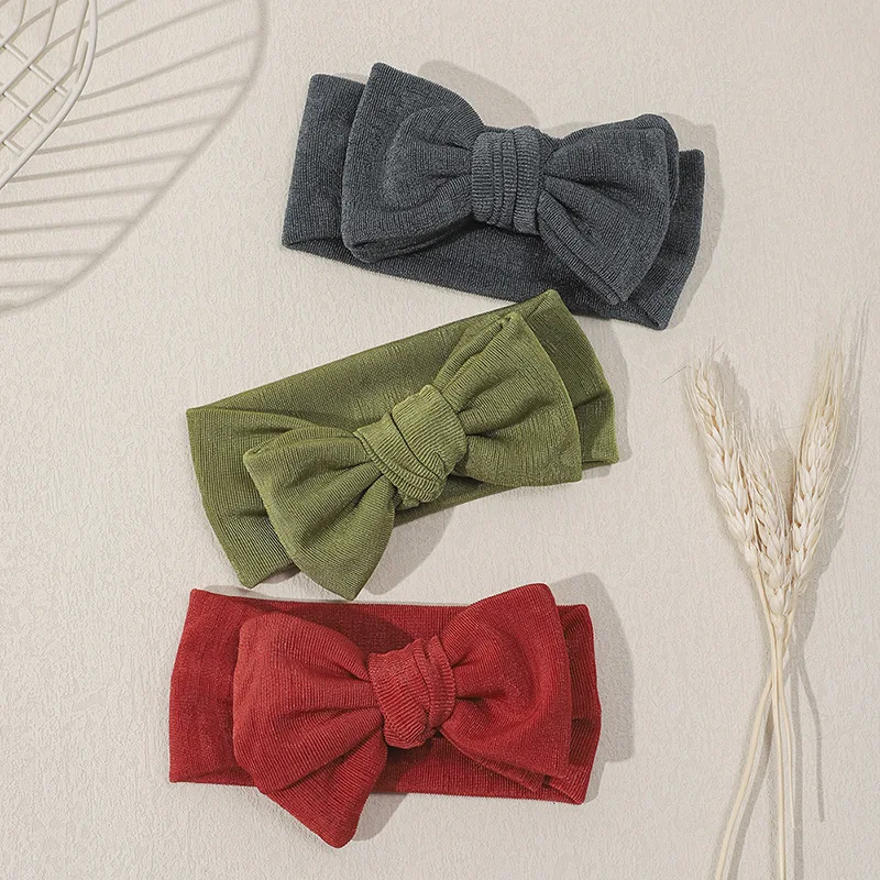 Samt Schleife Baby Mädchen Stirnband Neugeborene weiche breite Turban für Kinder Haarschmuck Kleinkinder große Schleife Headwrap Kopfbedeckung