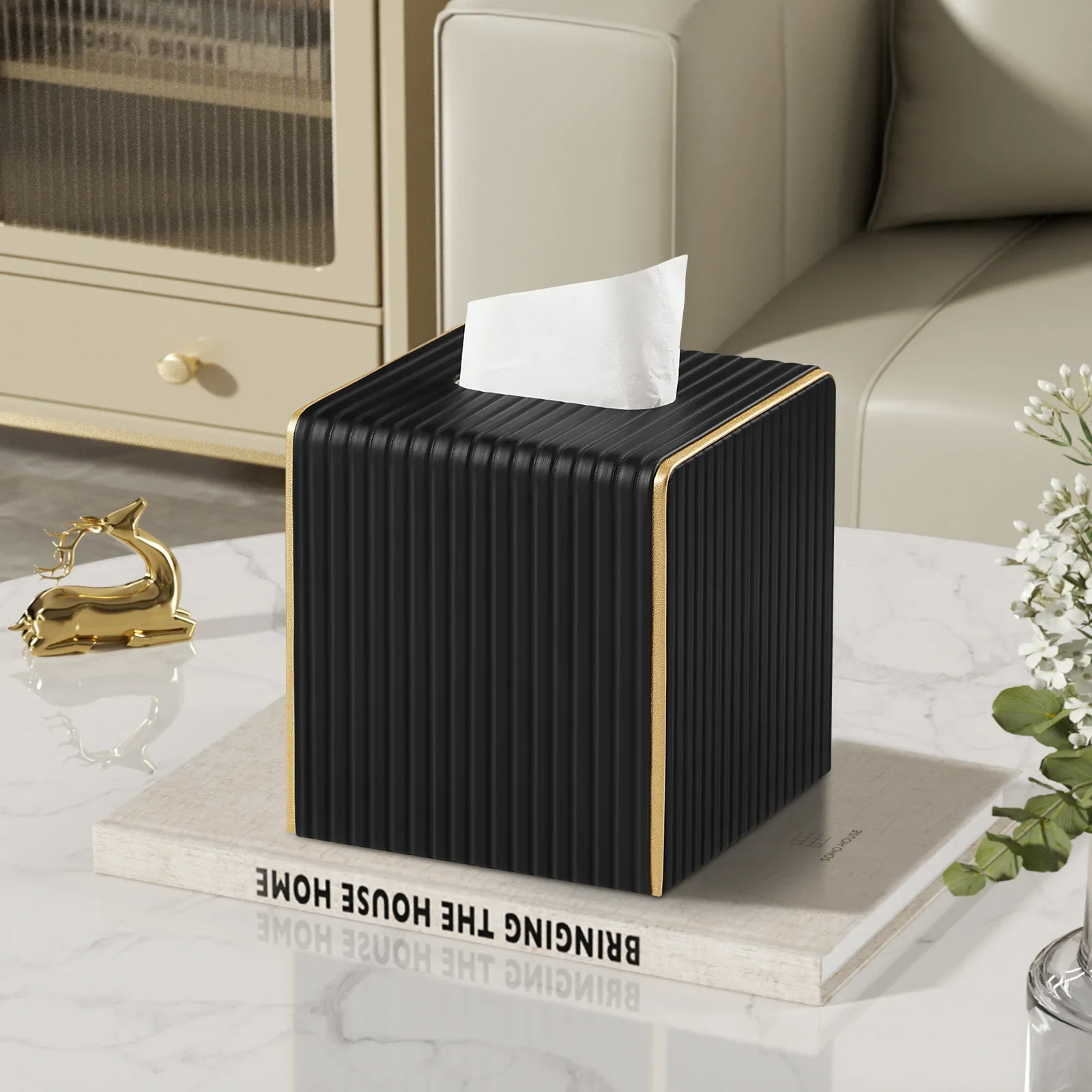 2026 New Arrival Square Leather Tissue Box - High-End Stylish Luxury Napkin Holder with Premium Texture, Decorative Tissue Case