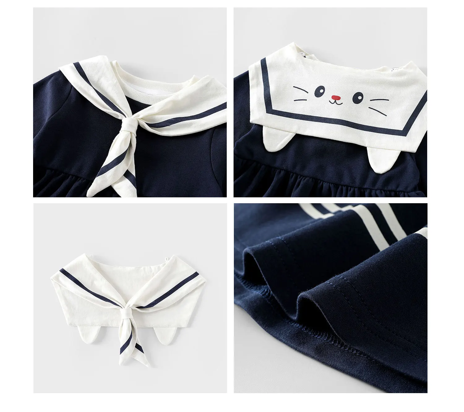 Girls' College Skirt 2025 New Autumn Korean Baby Girl's Lapel Dress 0-5Year Kid's Princess Dress