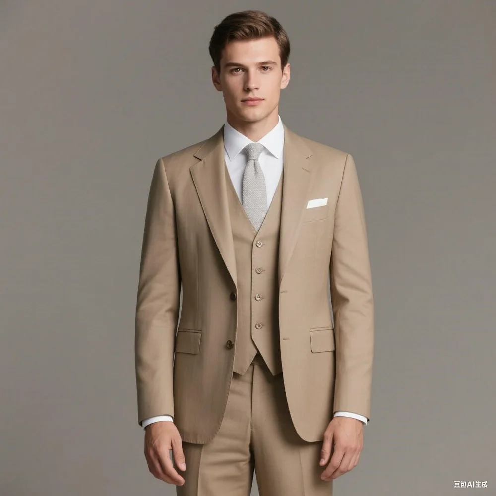 

Elegant Solid Slim Fit Men Suits Two Buttons 3 Pieces Jacket Vest Pants High Quality Business_Wedding Male Clothing Blazer Sets