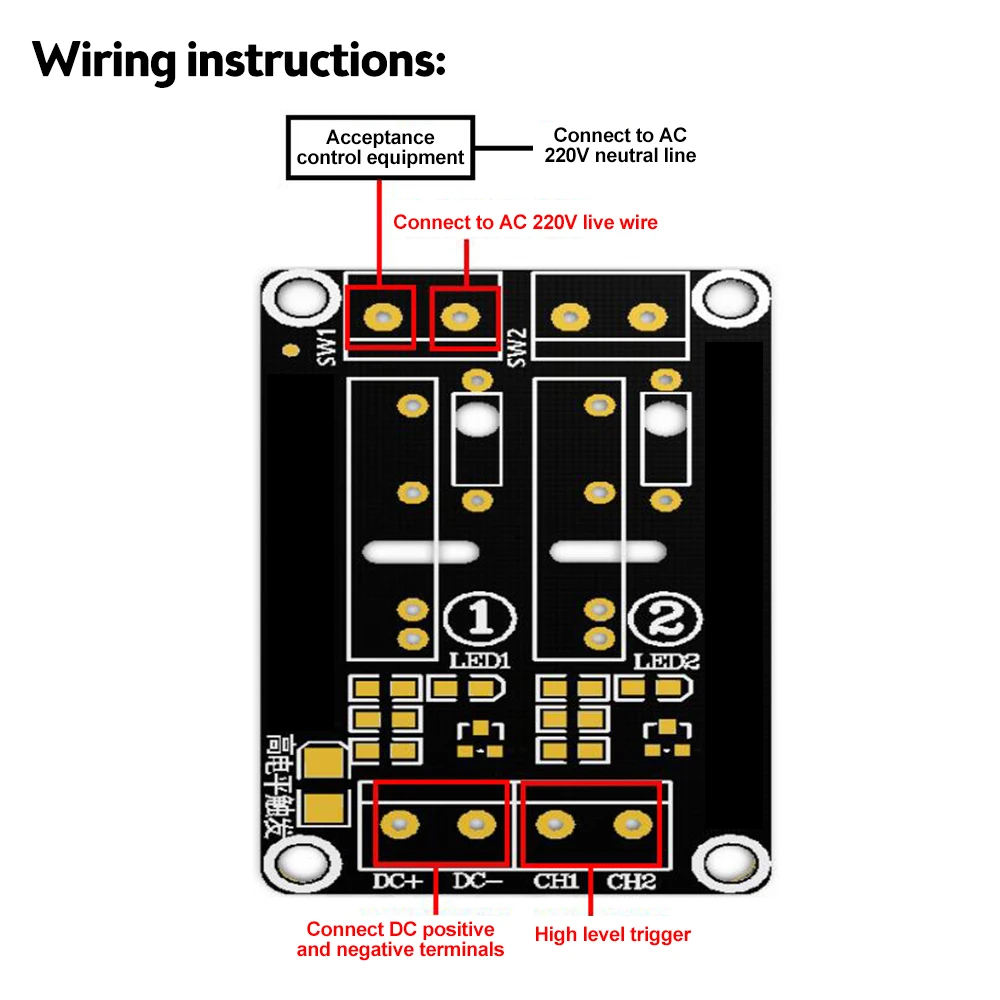 2 Channel DC 5V Solid State Relay Module High Level Trigger Solid State Relay Module 250VAC 2A Output with Fuse