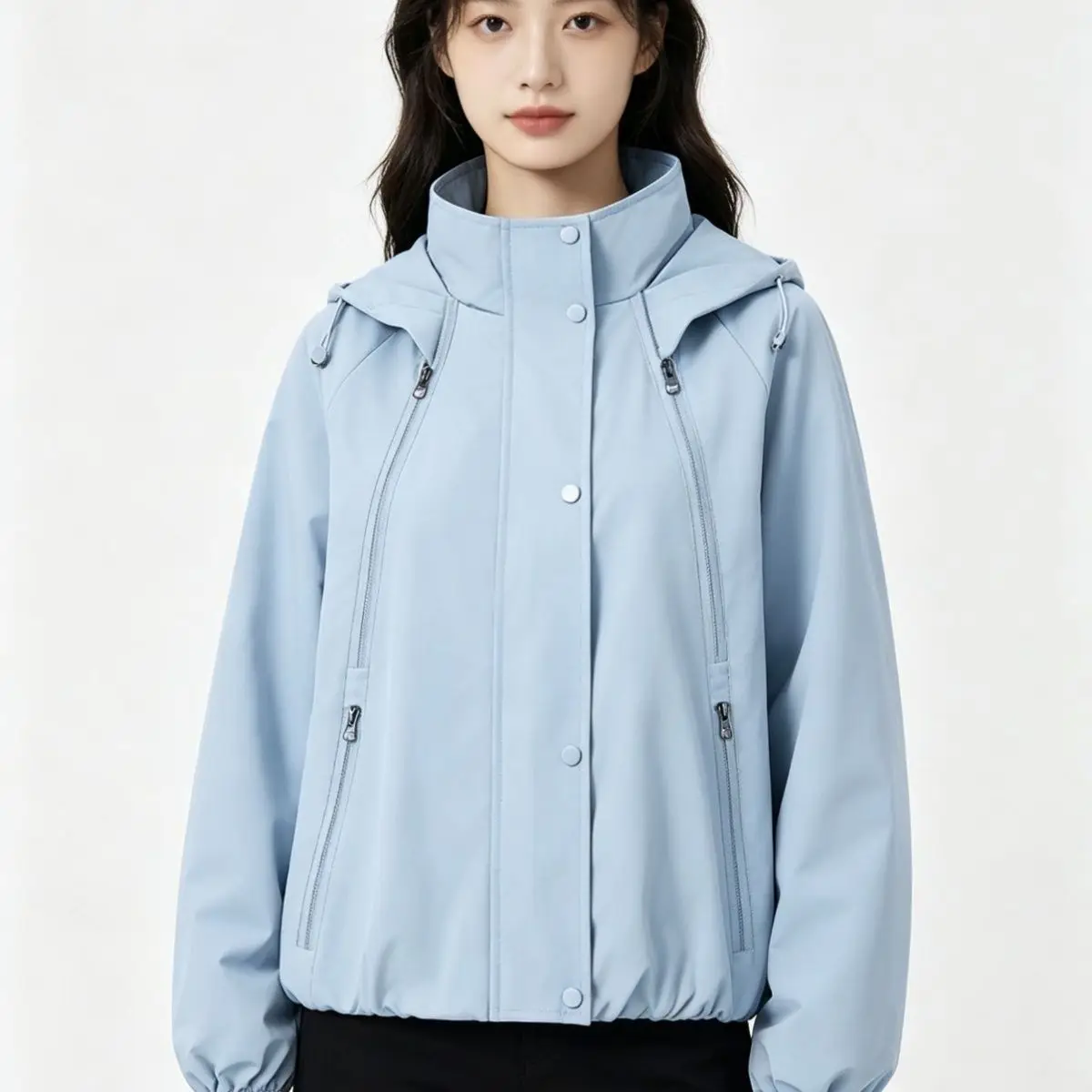 2026 Early Autumn Jacket Breathable Windproof Short Casual Loose Women's Top Soft Shell Jacket Hooded Jacket