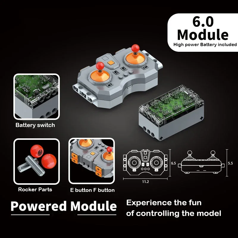MOULD KING 6-Channel Remote App Linear Control Rechargeable Lithium Modification PF Accessories for Building Blocks MOC Car