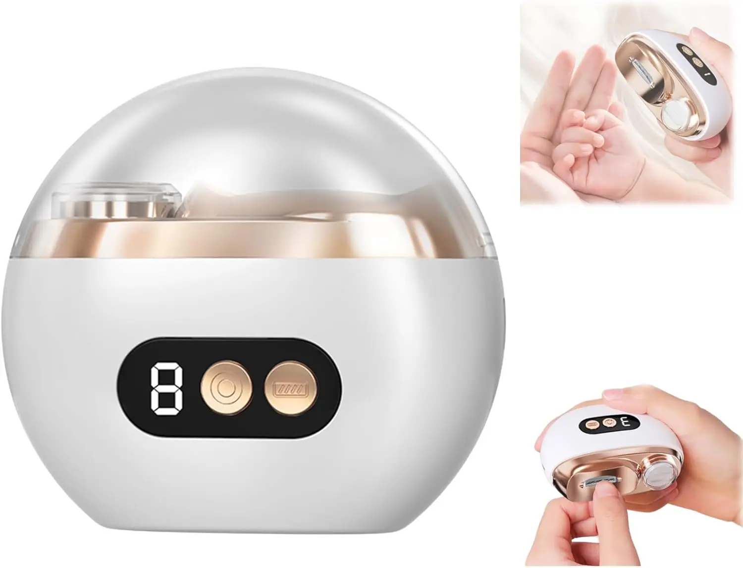 

Electric Nail Clipper, 3-Speed Auto Trimmer for Seniors & Adults, Safe Baby Nail File with LED Light & USB-C, White