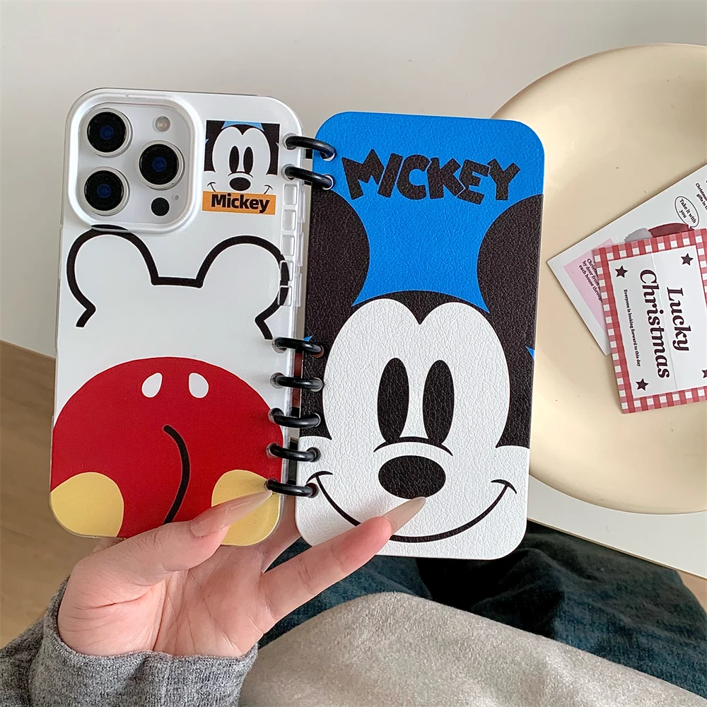 PU Silicone with Card Slot Phone Case For iPhone 16 15 14 13 Pro Max Protective Cover Coque Funda Mickey Minnie Donald Daisy