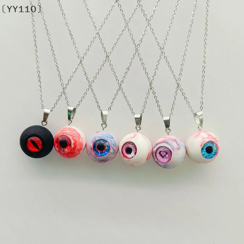 〔YY110〕Gothic Demon Heart Eye Pendant Necklaces Resin Couple Keychain Pendant Halloween Backpack Decor Charms Jewelry Gifts