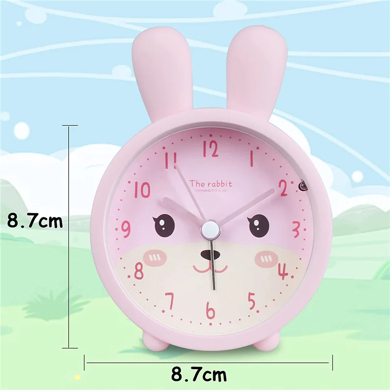 Children'S Alarm Clock for Girls Without Ticking,Rabbit Children'S Alarm Clock Silent Alarm Clock with Light Student