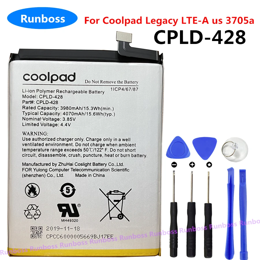 

Original New Battery 4070mAh CPLD-428 Battery for Coolpad legacy LTE-A us 3705a CPLD428 Mobile Phone Batteries