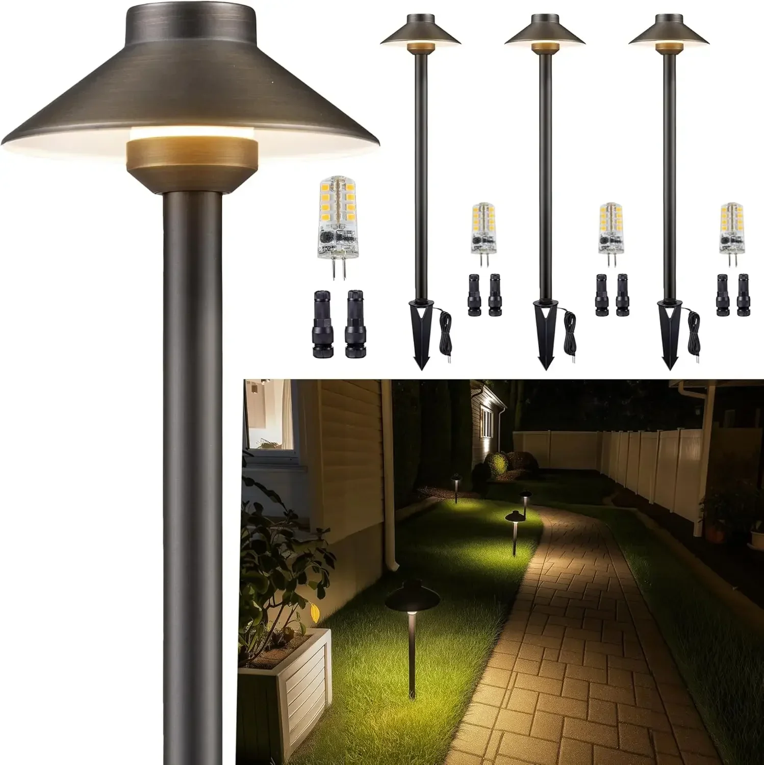 

Бестселлер: Низковольтное ландшафтное освещение из латуни - 12В, водонепроницаемые садовые светильники для дорожек, проводное, уличное, цвет античная бронза
