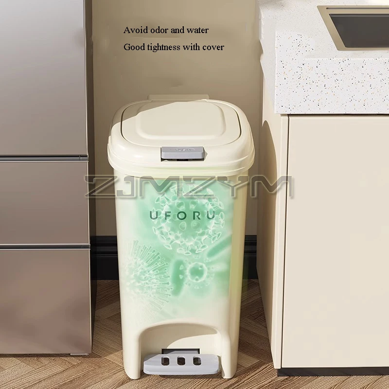 Pedal Trash Can Cream Wind Kitchen Advanced Sense Waste Bin Household Bathroom With Lid Large Capacity Calibre Waste Basket