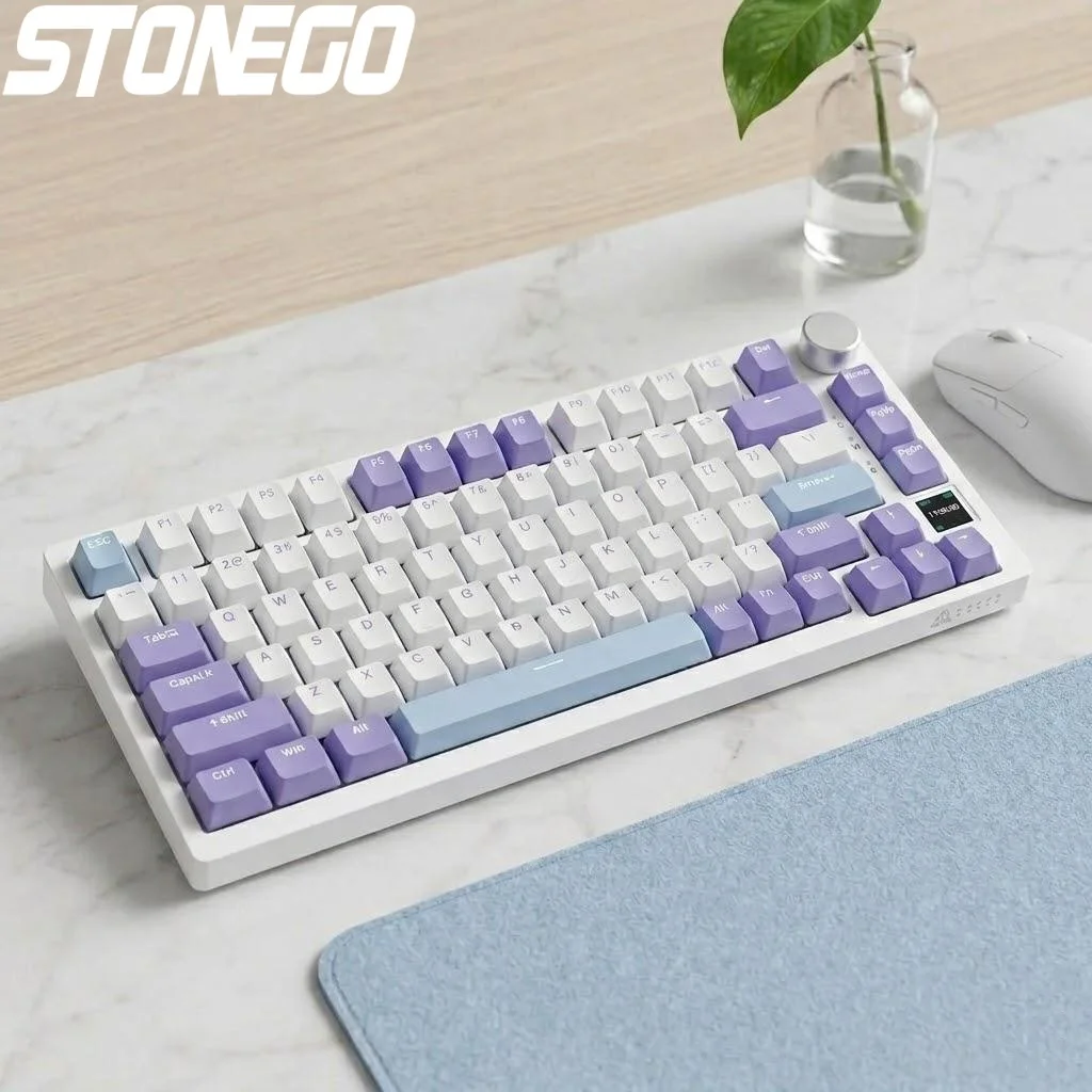 

Hot Swap Mechanical Keyboard 75% RGB LED TFT Display 4000mAh BT 24G Wired Knob Control for E-Sports Windows Mac