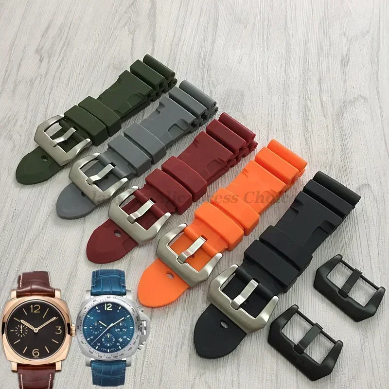 Pulseira de silicone para panerai submersível pam441 359 pa111 cinto de borracha macia 22mm 24mm 26mm pulseira de relógio masculino para pulseira omega