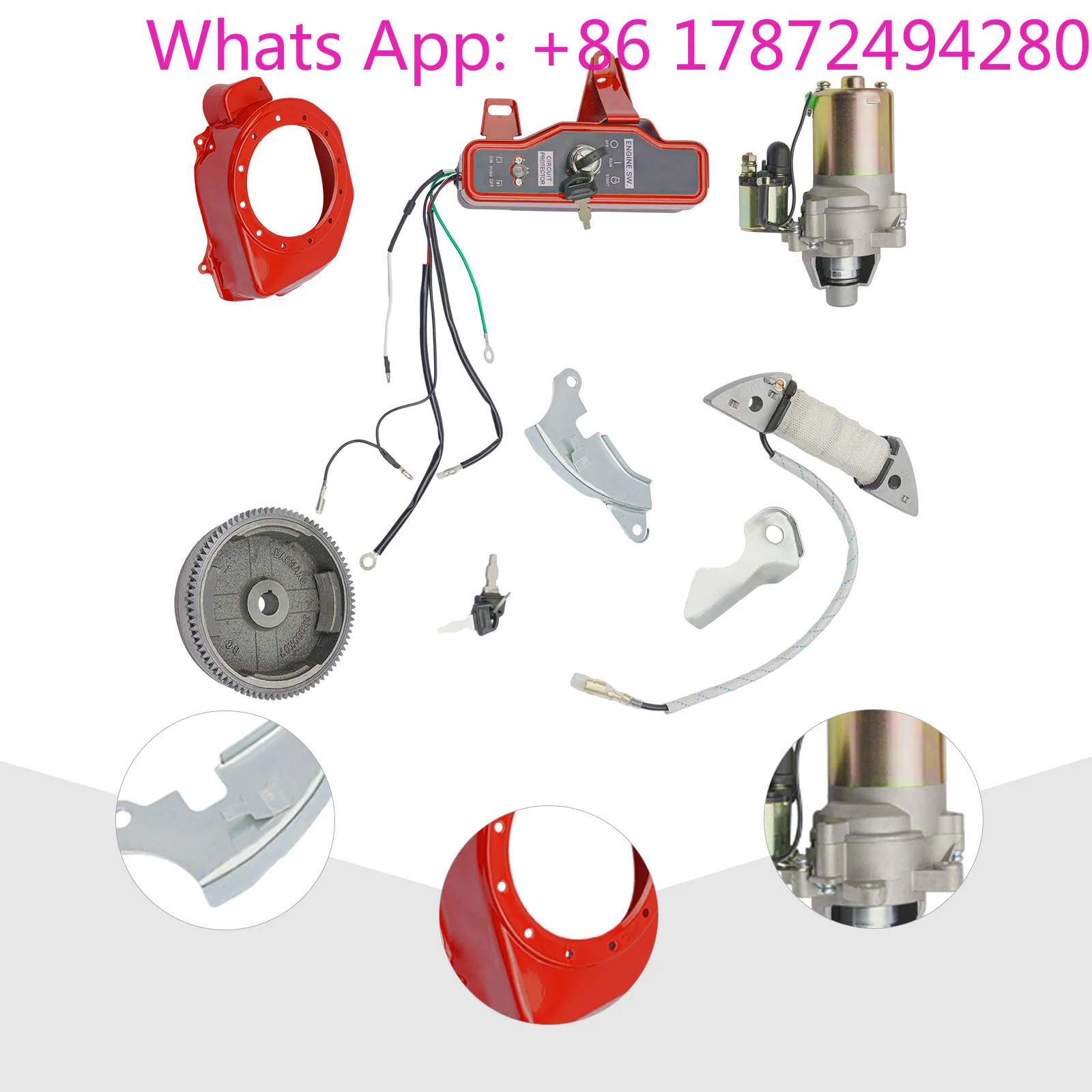 Trendy Style Electric Starter Motor Kit Fit for HFITS GX160 GX200 & MORE 2~3KW 5.5HP 6.5HP 4 Stroke Engines Flywheel Ignition