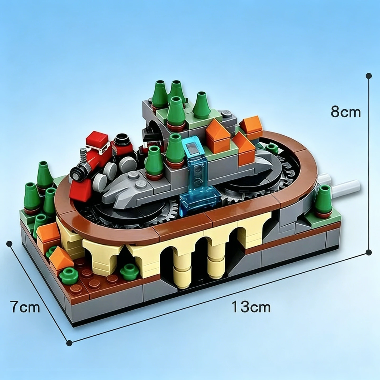 

MOC building blocks hand-cranked train track building blocks Alpine Village Railway Track Scene Educational STEM Sassembled Toy