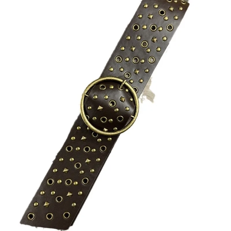 ريترو ستايل برشام الخصر الختم تنوعا البرونزية جولة مشبك حزام عريض فتاة الساخنة الديكور الشارع أزياء مطابقة السيدات العصرية