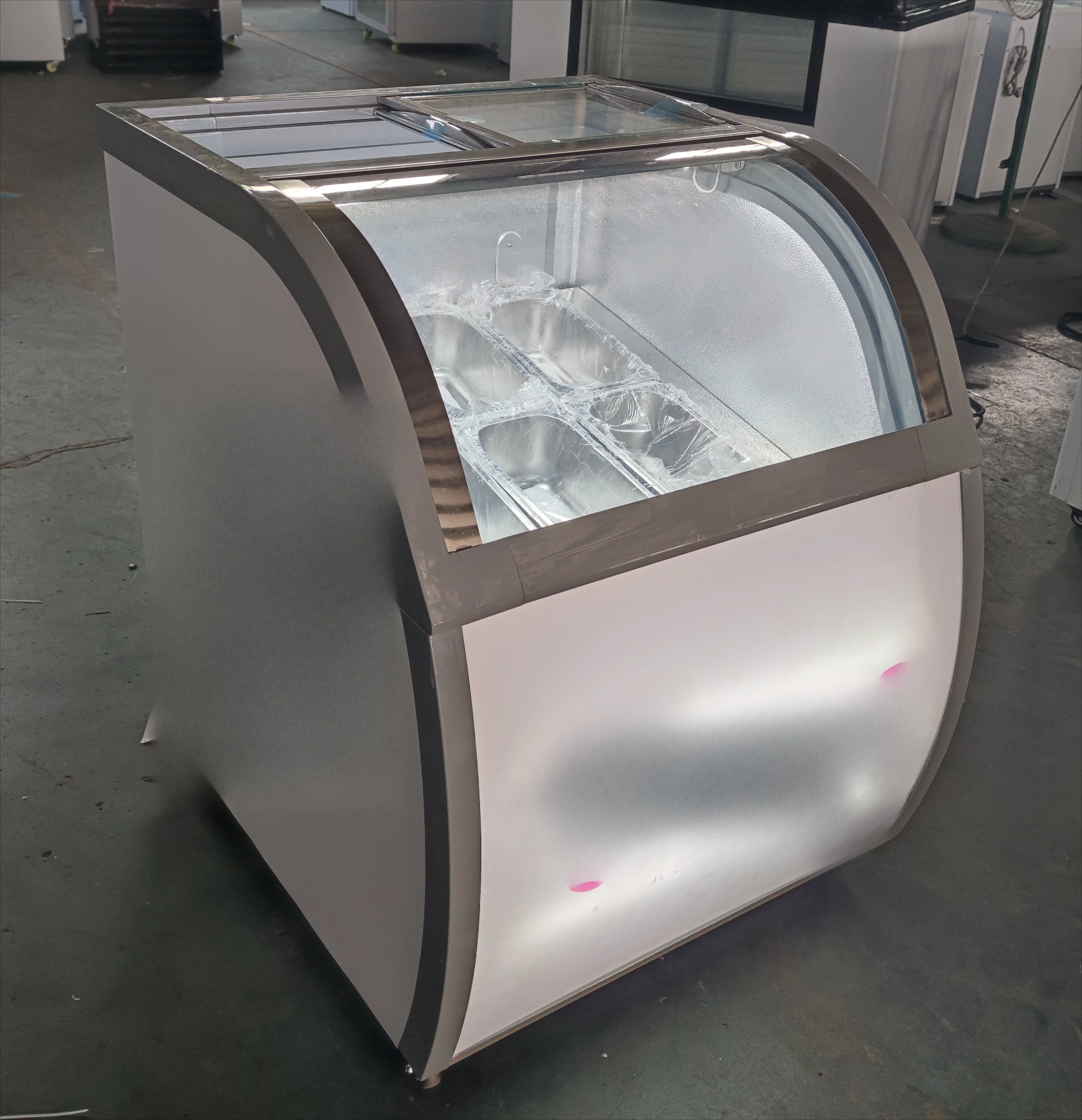 

Стеклянная морозильная камера для мороженого, раздвижная верхняя шкаф, витрина для мороженого, йогурта