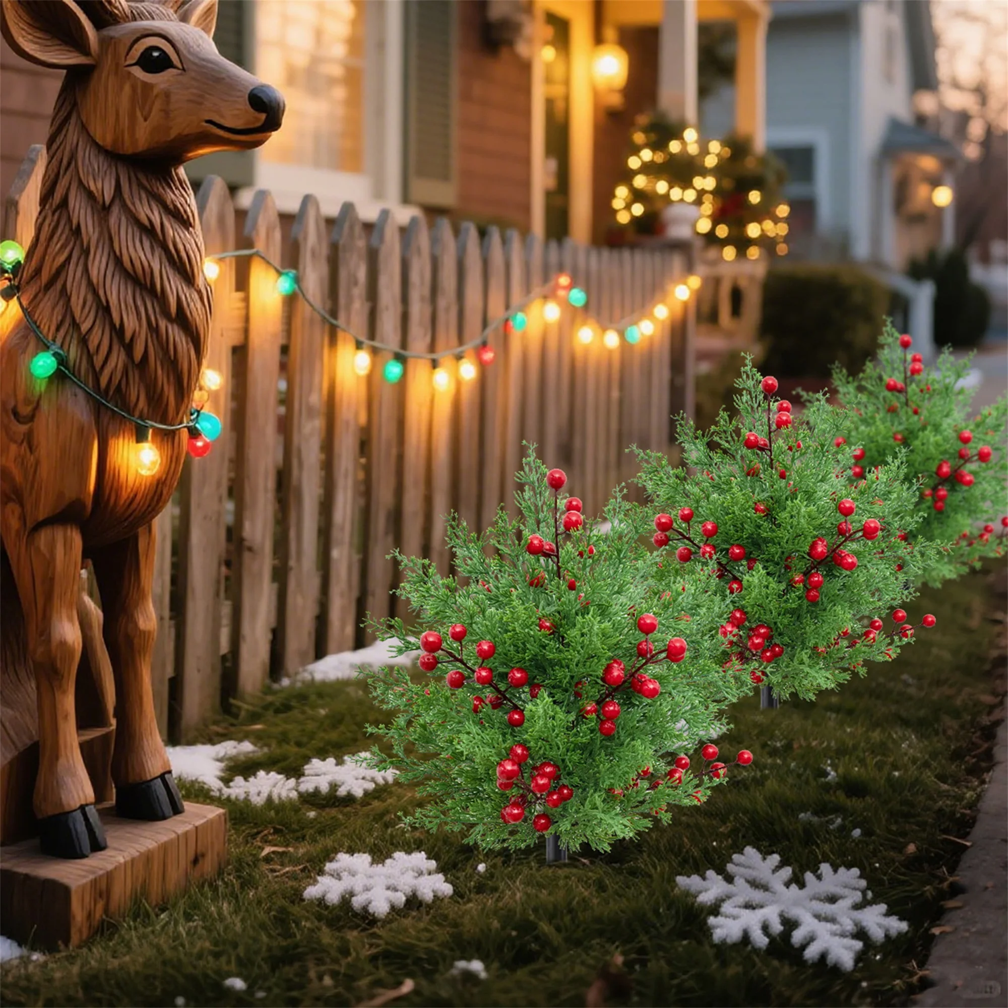 شجرة عيد الميلاد الاصطناعية مع أوراق شجر خضراء نابضة بالحياة وحماية من الأشعة فوق البنفسجية للحديقة الخارجية وتزيين الشرفة في وقت مبكر #4