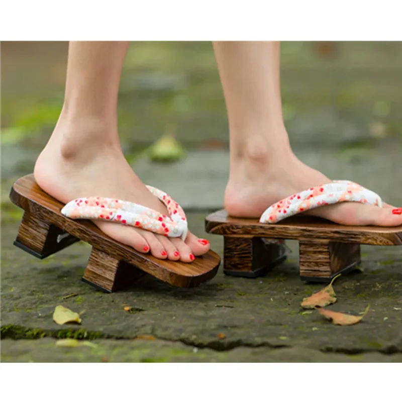 Japanese Traditional Paulownia Wooden Shoes Women Kimono Cosplay Costume Man Geta Sauna Slippers Clogs Floral Flip-flops Sandals