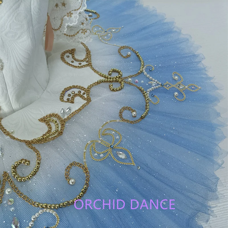 Professional High Quality 12 Layers Custom Size Kids Girls Women Adult Stage Performance Wear Ombre Blue Ballet Tutu Costumes