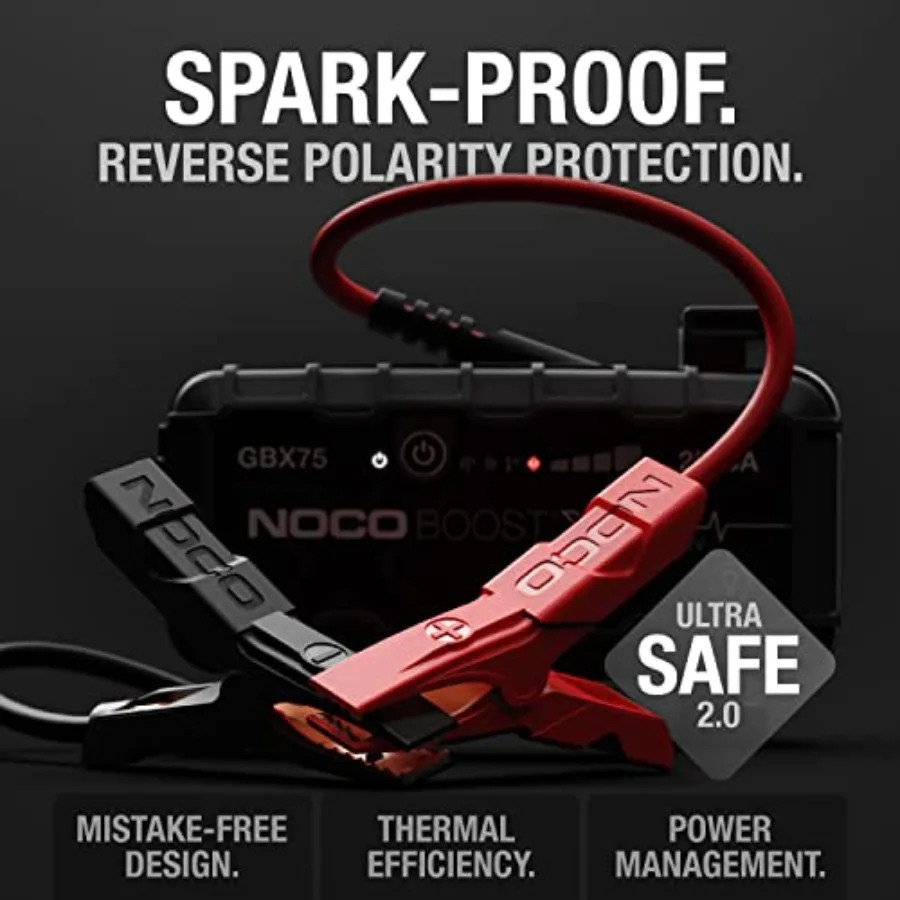 Boost X GBX75: 2500A UltraSafe Jump Starter 12V بطارية ليثيوم Booster Pack صندوق القفز المحمول مع بنك طاقة مدمج وقفز
