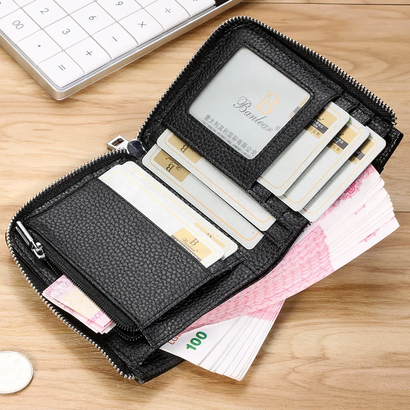 YETTIES RFID Blocking Men's Leather Wallet, Top Grain Cowhide Short Bifold with Multi-Card Slots & ID Window, Fast Delivery