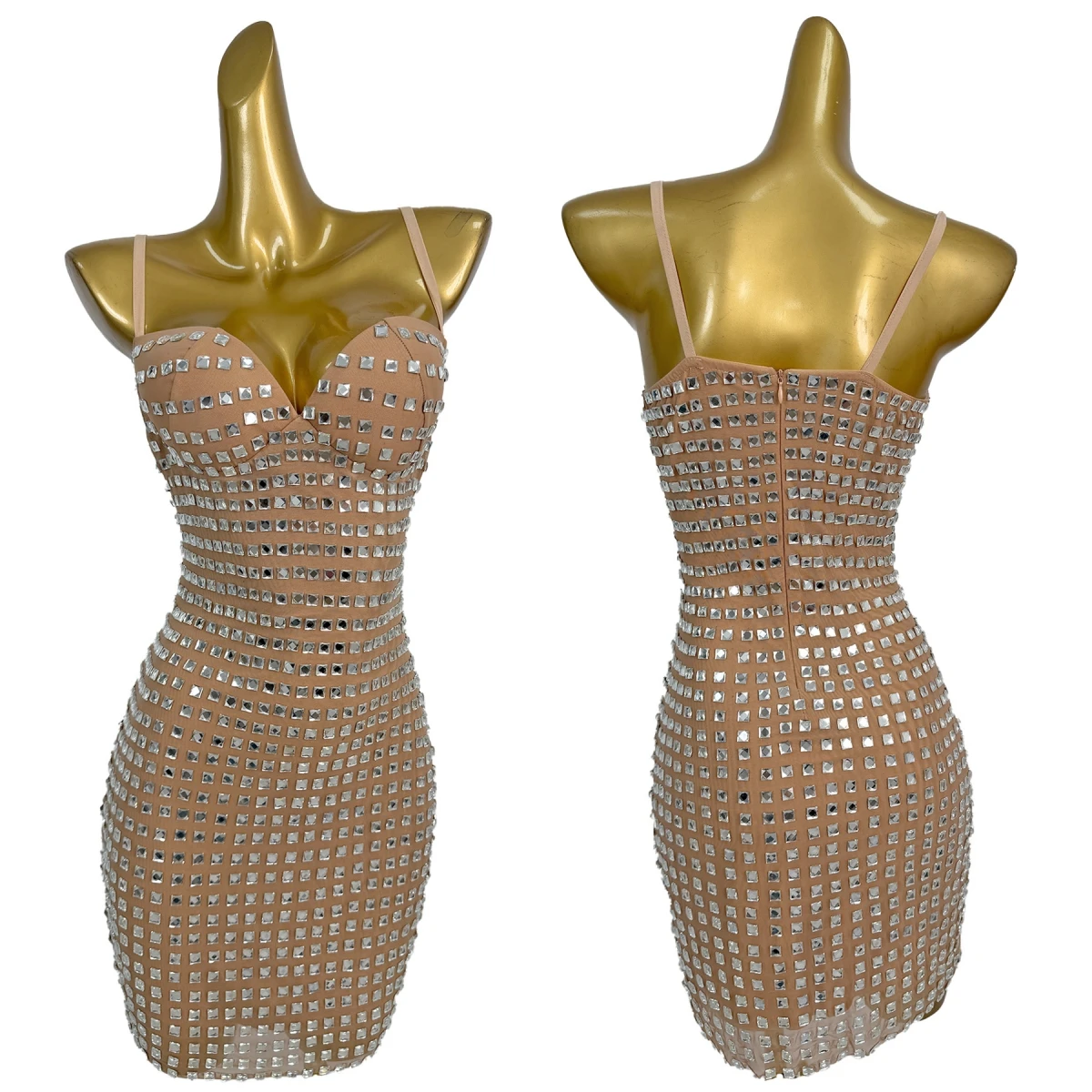 

Sparkly Silver Rhinestone Jumpsuit Mini Dress Sexy Women Sleeveless Cocktail Bandage Dress Birthday Party Elegant Couture Kading