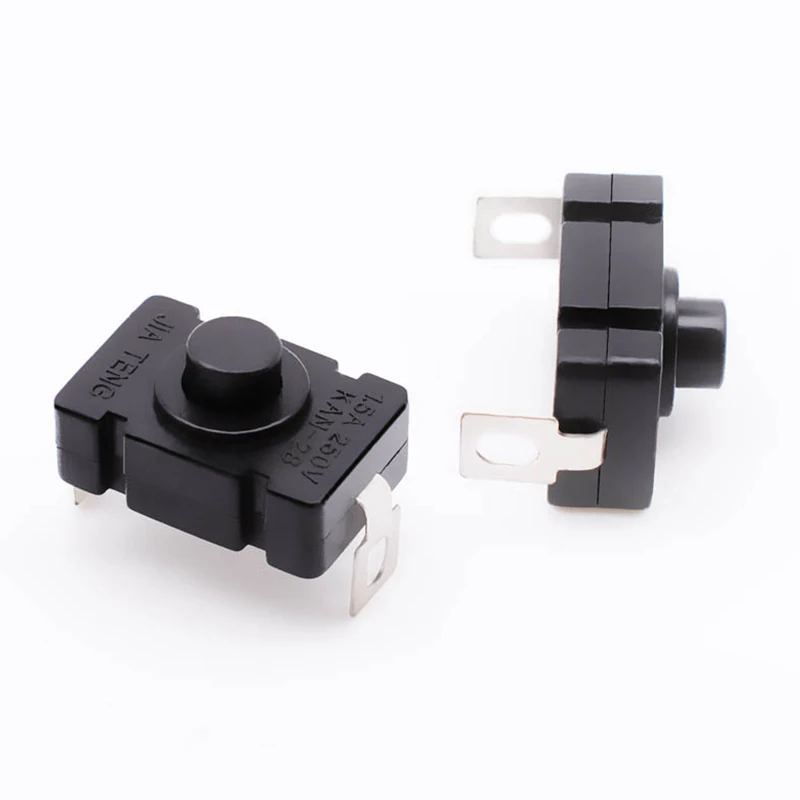 5 KAN-28 1.5A250V Flashlight Switch Self-locking SMD Button Copper Foot Test Press One Open Close