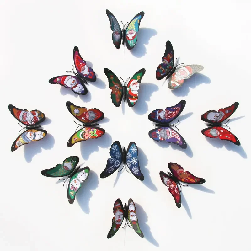 

12Pcs/Set Christmas Butterfly Wall Sticker 3D Butterflies Room Decorative Garden Decorations Magnet Festival Decor Decals Quran