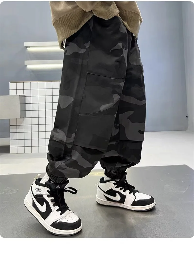 Boys Camouflage Cargo Pants Autumn Big Kids Casual Sport Pants Spring Teenage Joggers Trousers Children Streetwear Baggy Pants