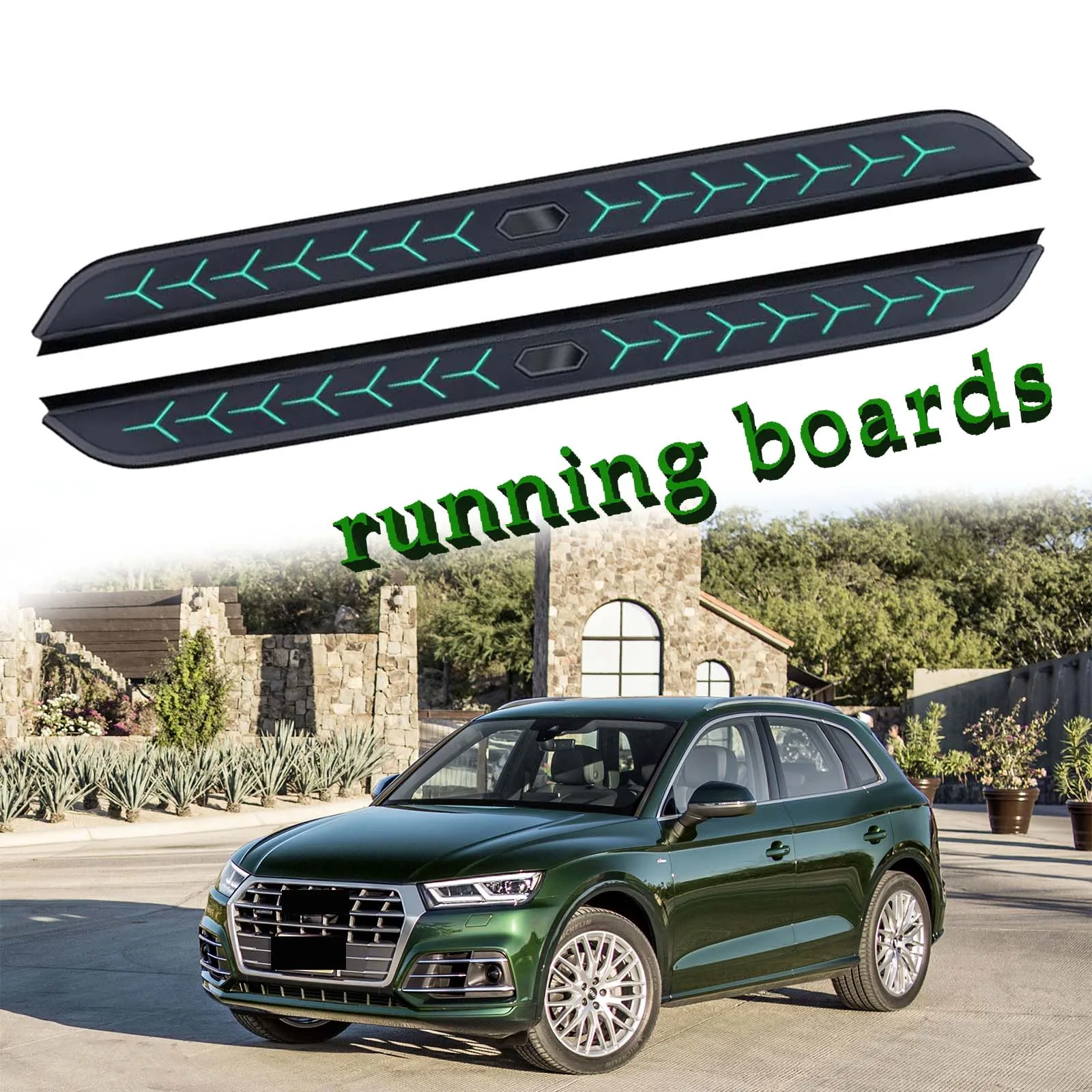 

2Pcs Fits for Audi Q5 SQ5 2018-2024 Fixed Nerf Bar Side Step Pedal Running Board（with brackets)