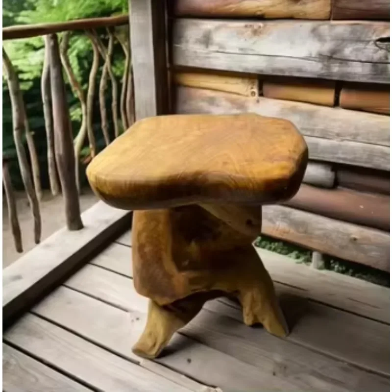 Natural Fir Wood Tree Root Carving Handicraft Dining Outdoor Rustic  Bench Stool Cedar Roots Chair for Home Decor And Garden