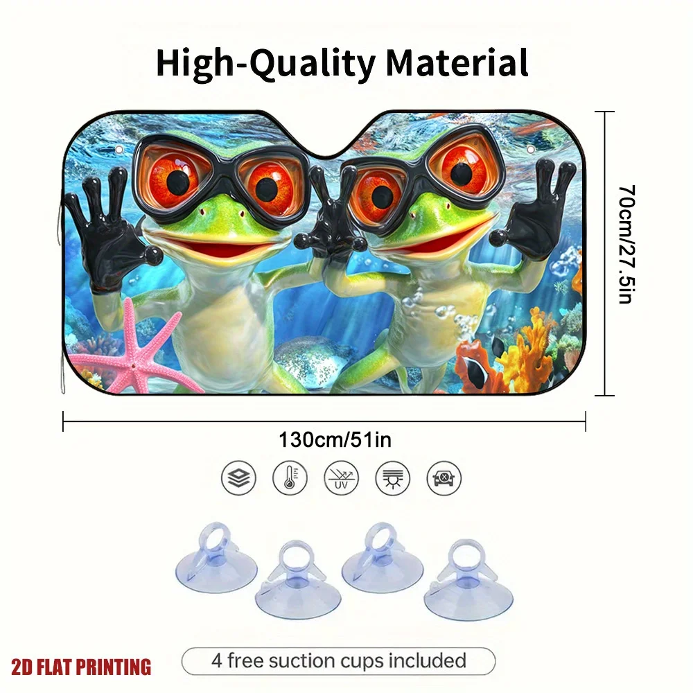 1pc a Frog-Themed Car Sun Visor for Underwater Adventures, Perfect for Family Outings, Easy to Install, Offers All-Day