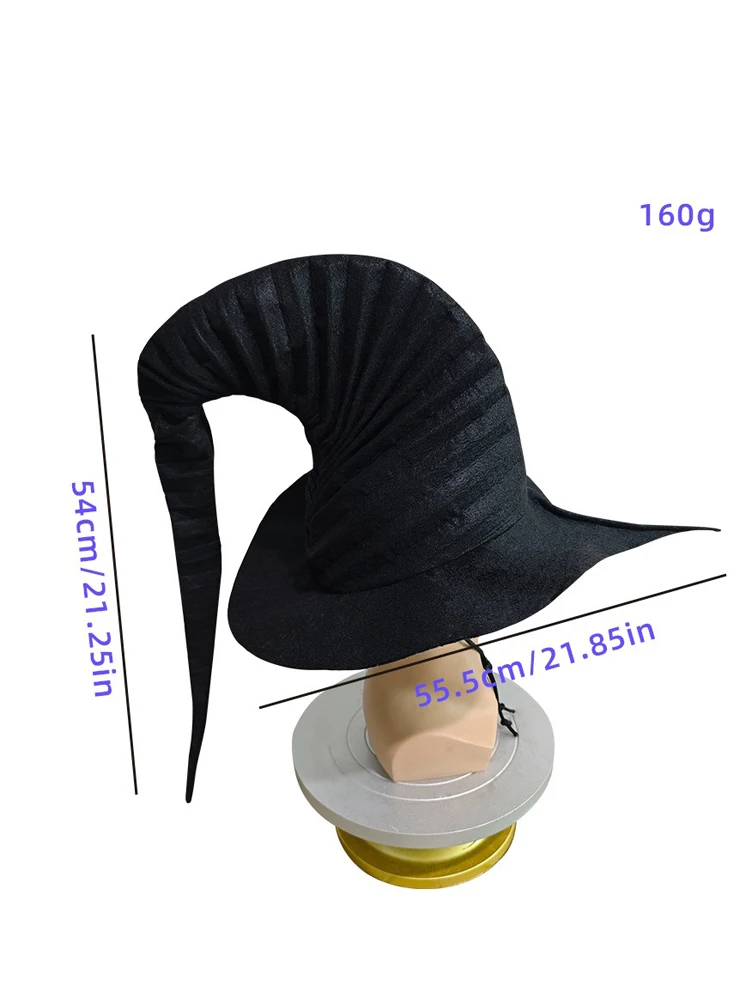 Cappello di Halloween Strega Cosplay Prop Demone Decor Bordo con volant Gioco di ruolo di Halloween Copricapo per costume di carnevale Cappello nero stile scuro