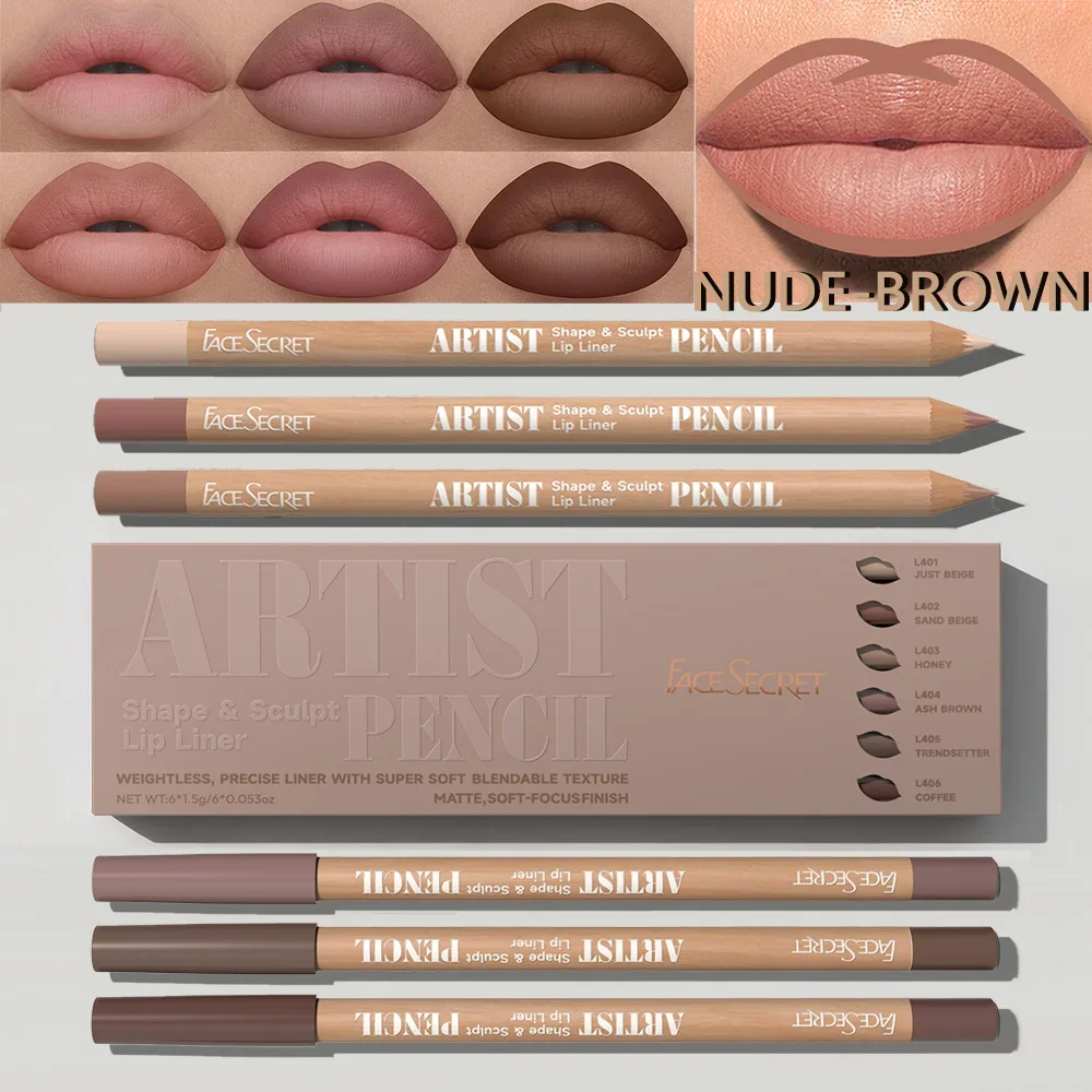 6-delige set Artist Face Secret Lip Liner Pencil Langdurige waterdichte matte afwerking Lip Liner Pencil Lip Liner Gel