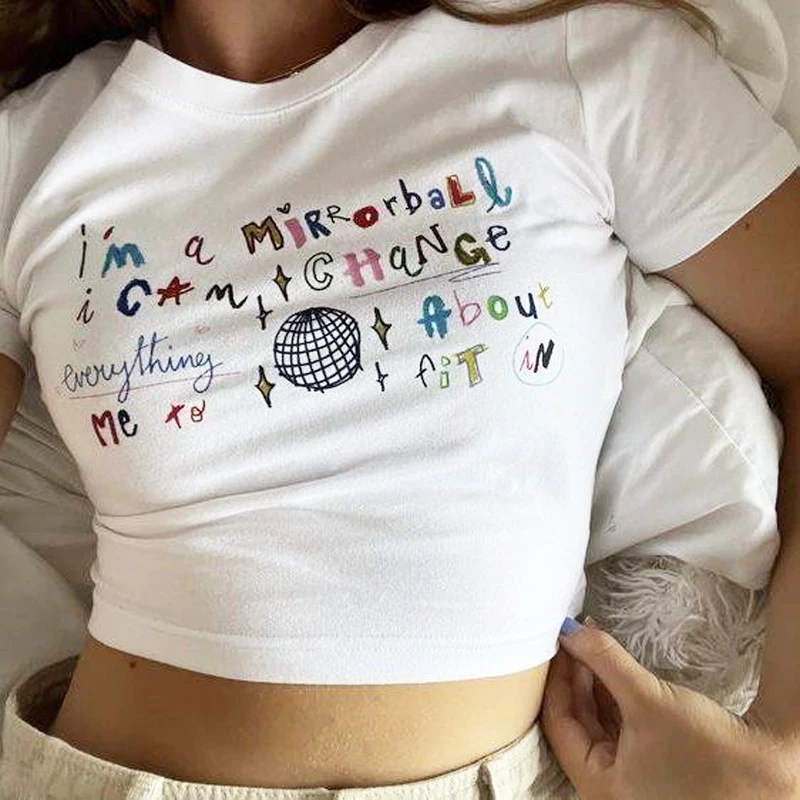 Crop Top Taylor Midnights  Fans Gift Printed Letters Women\'s Clothing Gothic 2024 T-shirt O Neck Streetwear Fashion Top