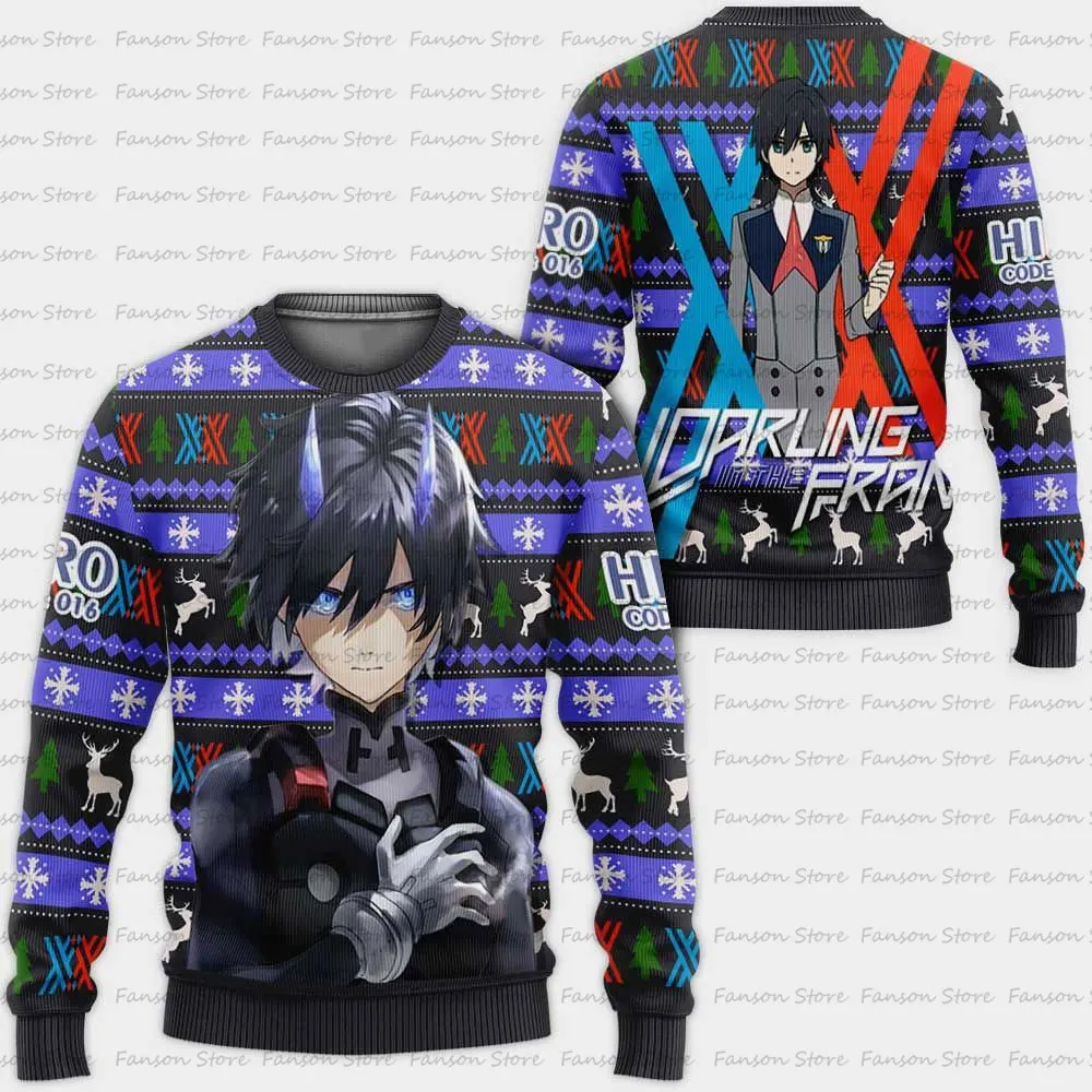 Darling in the Franxx Zero Two Ugly Christmas Sweater 2024 New Fashion Men Pullover Tops Cartoon Anime Women Hoodie Sweatshirt