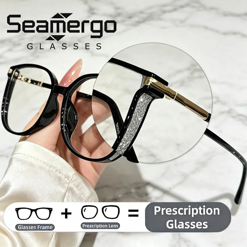 

SEAMERGO Optical Customized Glasses Fashionable Elegant Prescription Glasses Women Men Vintage Trendy Presbyopia Myopia Lenses