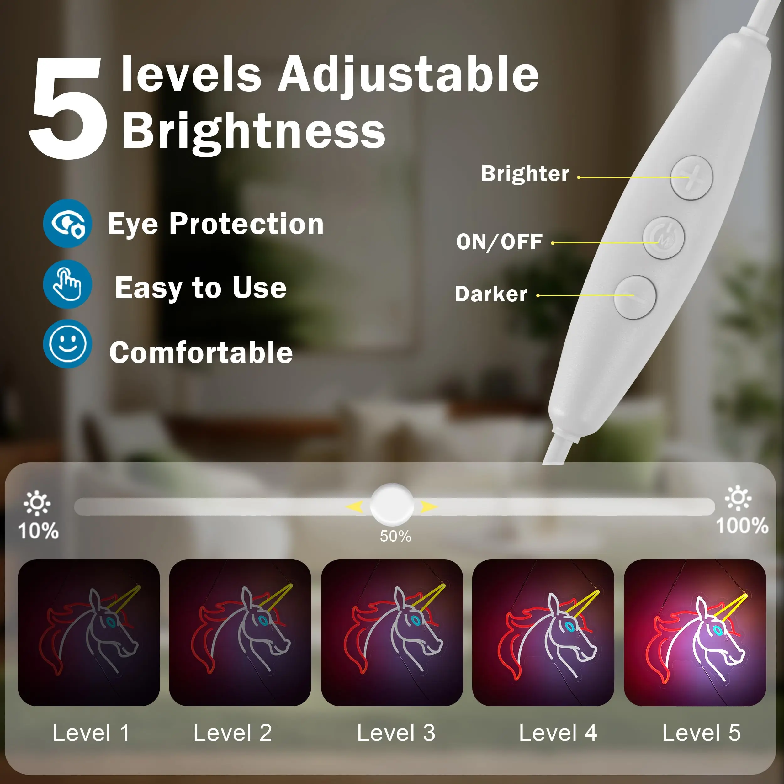 Unicorn Neon Sign for Wall Décor with Dimmable Switch LED Grils Room Neon Signs Decor Light