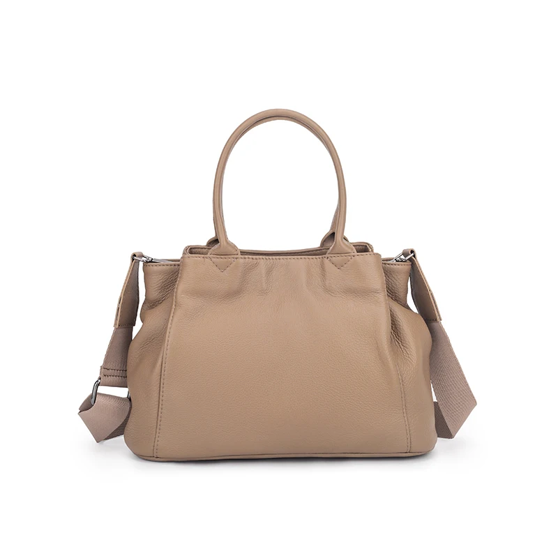

Affordable Luxury Real Leather Top Handle Bag with Multifunctional Pockets And Attachable Long Strap