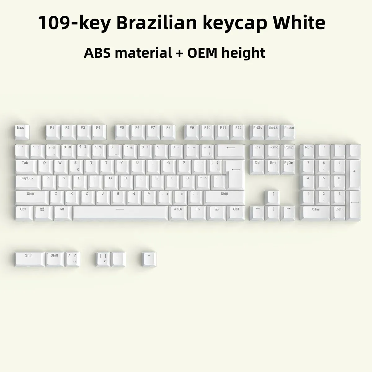 109 klawiszy brazylijski portugalski układ nasadki na klawisze podświetlenie OEM nakładki na klawisze do gier biały czarny dla przełącznika Mx Cherry klawiatura mechaniczna